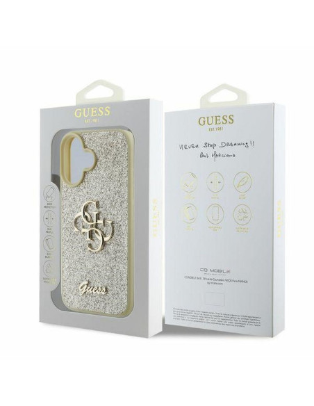 GUESS case for IPHONE 16 GUHCP16SHG4SGD (Fixed Glitter Big 4G) gold