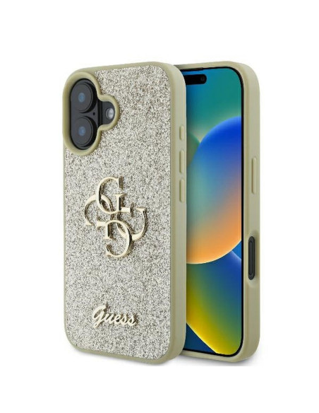 GUESS case for IPHONE 16 Plus GUHCP16MHG4SGD (Fixed Glitter Big 4G) gold