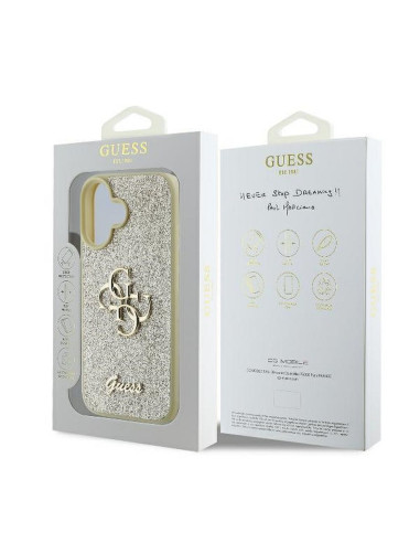 GUESS case for IPHONE 16 Plus GUHCP16MHG4SGD (Fixed Glitter Big 4G) gold