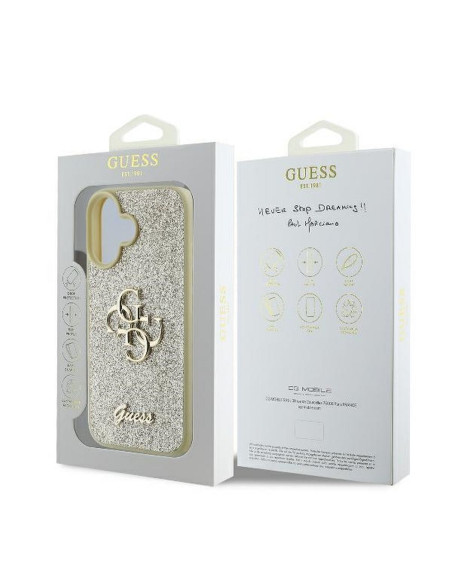GUESS case for IPHONE 16 Plus GUHCP16MHG4SGD (Fixed Glitter Big 4G) gold