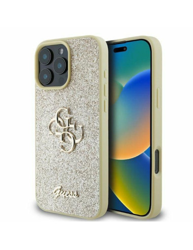 GUESS case for IPHONE 16 Pro Max GUHCP16XHG4SGD (Fixed Glitter Big 4G) gold