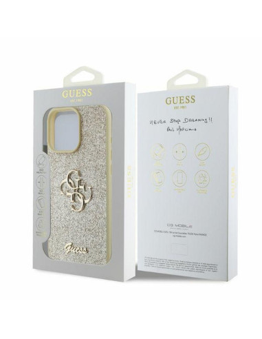 GUESS case for IPHONE 16 Pro Max GUHCP16XHG4SGD (Fixed Glitter Big 4G) gold