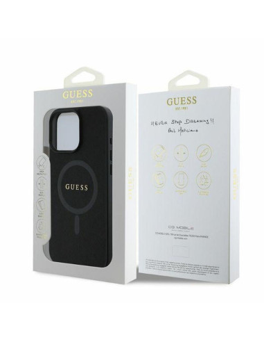 GUESS case for IPHONE 16 Pro Max compatible with MagSafe GUHMP16XPSAHMCK (PU Saffiano Classic Logo) black