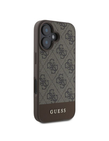 GUESS case for IPHONE 16 GUHCP16SG4GLBR (PC/TPU 4G PU Bottom Stripe) brown