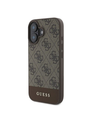GUESS case for IPHONE 16 GUHCP16SG4GLBR (PC/TPU 4G PU Bottom Stripe) brown