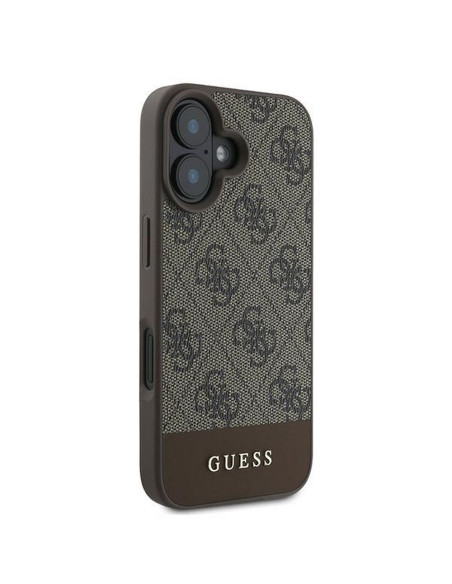 GUESS case for IPHONE 16 Plus GUHCP16MG4GLBR (PC/TPU 4G PU Bottom Stripe) brown