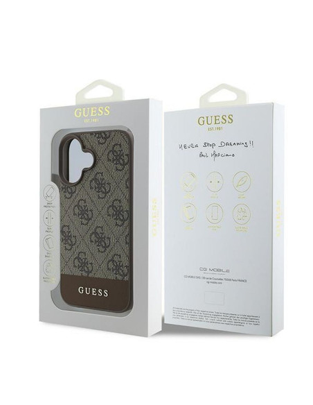 GUESS case for IPHONE 16 Plus GUHCP16MG4GLBR (PC/TPU 4G PU Bottom Stripe) brown