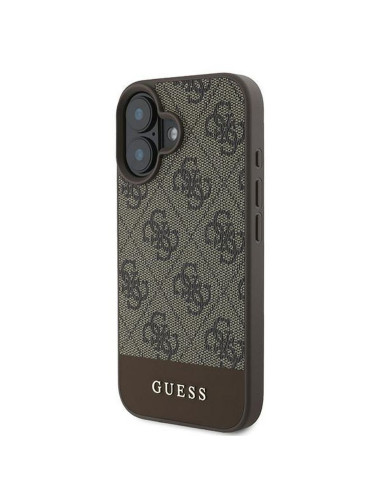 GUESS case for IPHONE 16 Plus GUHCP16MG4GLBR (PC/TPU 4G PU Bottom Stripe) brown