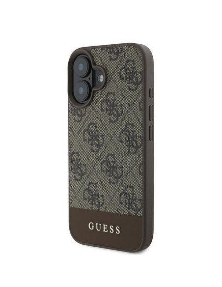 GUESS case for IPHONE 16 Plus GUHCP16MG4GLBR (PC/TPU 4G PU Bottom Stripe) brown