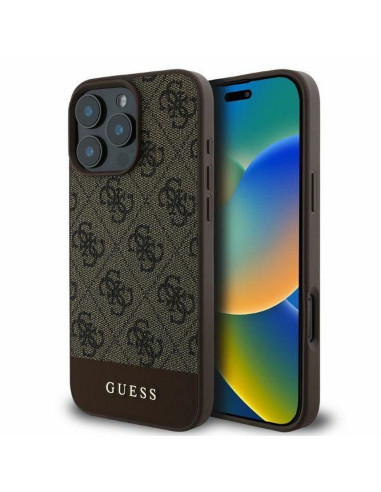 GUESS case for IPHONE 16 Pro GUHCP16LG4GLBR (PC/TPU 4G PU Bottom Stripe) brown
