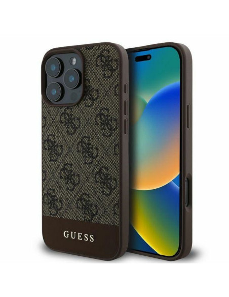 GUESS case for IPHONE 16 Pro GUHCP16LG4GLBR (PC/TPU 4G PU Bottom Stripe) brown