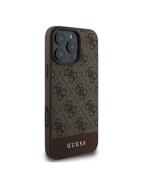 GUESS case for IPHONE 16 Pro GUHCP16LG4GLBR (PC/TPU 4G PU Bottom Stripe) brown