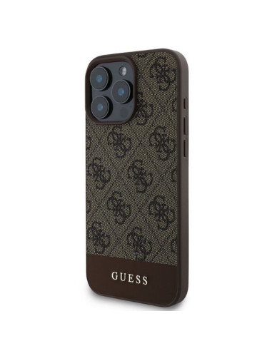 GUESS case for IPHONE 16 Pro GUHCP16LG4GLBR (PC/TPU 4G PU Bottom Stripe) brown
