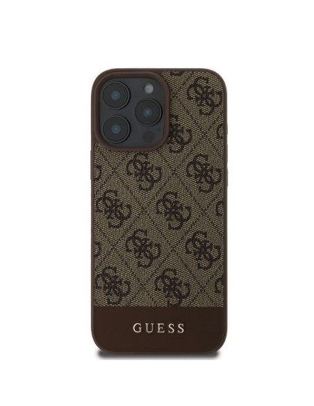 GUESS case for IPHONE 16 Pro Max GUHCP16XG4GLBR (PC/TPU 4G PU Bottom Stripe) brown