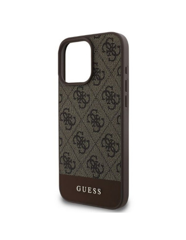 GUESS case for IPHONE 16 Pro Max GUHCP16XG4GLBR (PC/TPU 4G PU Bottom Stripe) brown