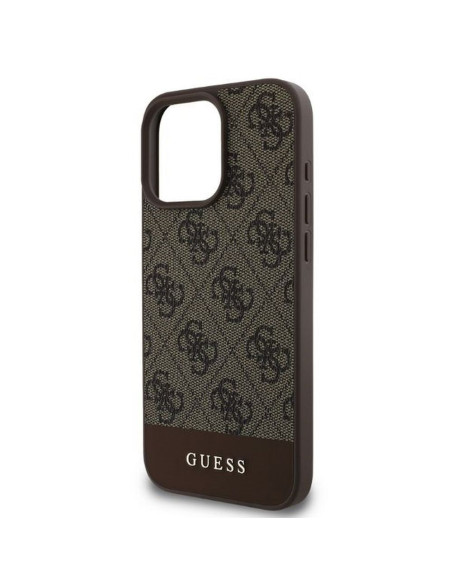 GUESS case for IPHONE 16 Pro Max GUHCP16XG4GLBR (PC/TPU 4G PU Bottom Stripe) brown