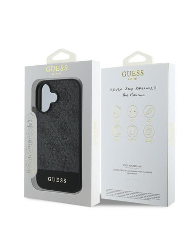 GUESS case for IPHONE 16 GUHCP16SG4GLGR (PC/TPU 4G PU Bottom Stripe) grey