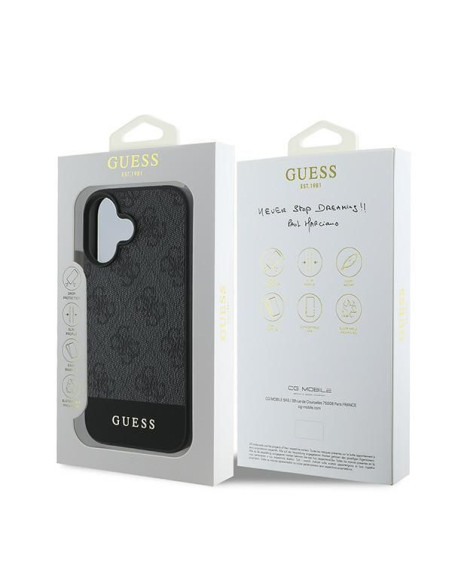GUESS case for IPHONE 16 GUHCP16SG4GLGR (PC/TPU 4G PU Bottom Stripe) grey
