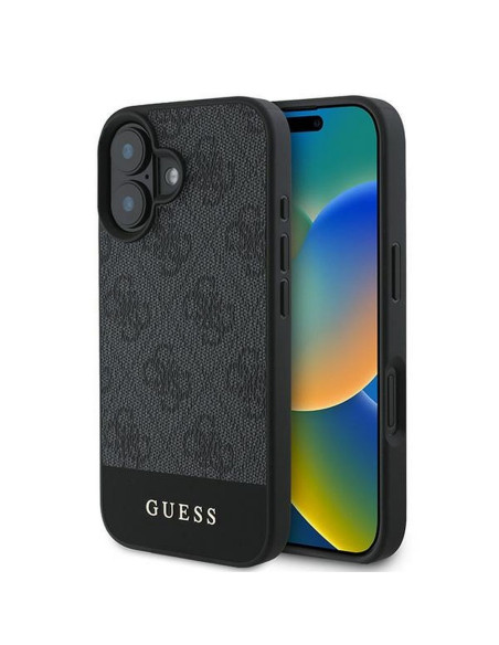 GUESS case for IPHONE 16 Plus GUHCP16MG4GLGR (PC/TPU 4G PU Bottom Stripe) grey