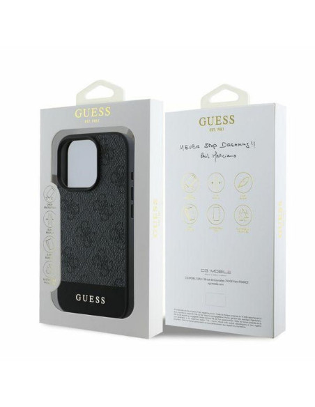 GUESS case for IPHONE 16 Pro GUHCP16LG4GLGR (PC/TPU 4G PU Bottom Stripe) grey