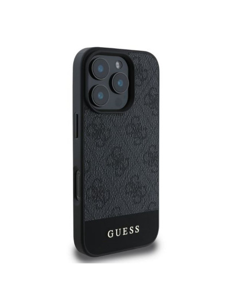 GUESS case for IPHONE 16 Pro Max GUHCP16XG4GLGR (PC/TPU 4G PU Bottom Stripe) grey