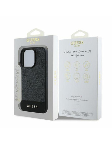 GUESS case for IPHONE 16 Pro Max GUHCP16XG4GLGR (PC/TPU 4G PU Bottom Stripe) grey