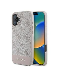 GUESS case for IPHONE 16 Plus GUHCP16MG4GLPI (4G PU Bottom Stripe) pink
