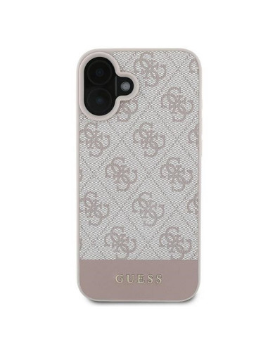 GUESS case for IPHONE 16 Plus GUHCP16MG4GLPI (4G PU Bottom Stripe) pink