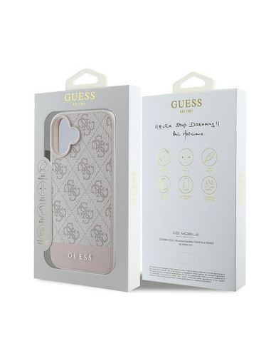 GUESS case for IPHONE 16 Plus GUHCP16MG4GLPI (4G PU Bottom Stripe) pink