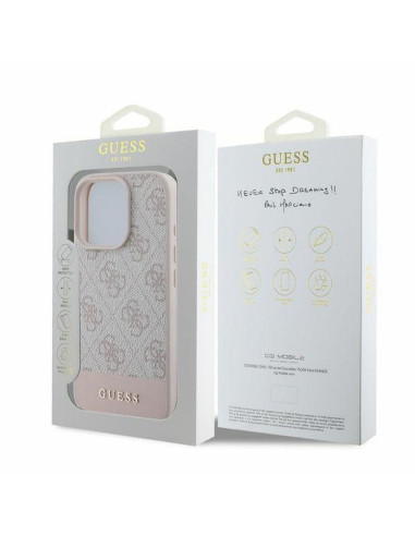 GUESS case for IPHONE 16 Pro GUHCP16LG4GLPI (4G PU Bottom Stripe) pink