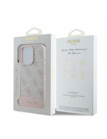 GUESS case for IPHONE 16 Pro GUHCP16LG4GLPI (4G PU Bottom Stripe) pink