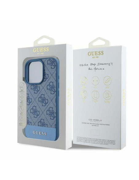 GUESS case for IPHONE 16 Pro Max GUHCP16XG4GLBL (4G PU Bottom Stripe) blue