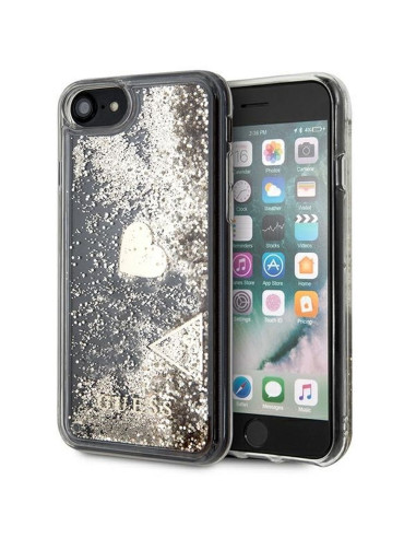 Véritable GUESS Hard Case GUOHCI8GLHFLGO pour iPhone 7 / 8 / SE 2020 / SE 2022 (Liquid Glitter / Gold)
