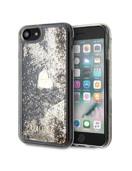 Véritable GUESS Hard Case GUOHCI8GLHFLGO pour iPhone 7 / 8 / SE 2020 / SE 2022 (Liquid Glitter / Gold)