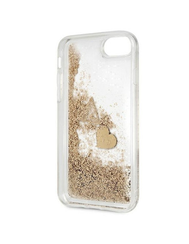 Véritable GUESS Hard Case GUOHCI8GLHFLGO pour iPhone 7 / 8 / SE 2020 / SE 2022 (Liquid Glitter / Gold)