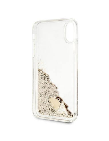 Véritable GUESS Case GUOHCPXGLHFLGO pour iPhone X / Xs (Charms 2 Liquid Glitter / Gold)