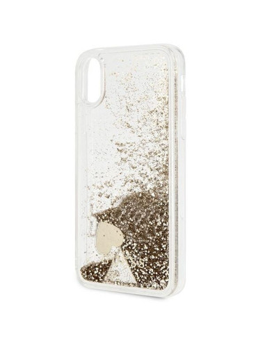 Véritable GUESS Case GUOHCPXGLHFLGO pour iPhone X / Xs (Charms 2 Liquid Glitter / Gold)