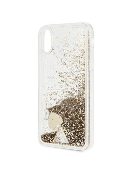 Véritable GUESS Case GUOHCPXGLHFLGO pour iPhone X / Xs (Charms 2 Liquid Glitter / Gold)