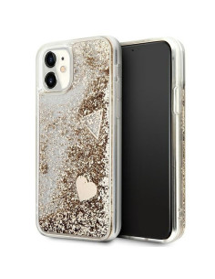 Véritable GUESS Case GUOHCN61GLHFLGO pour iPhone 11 (Liquide Glitter Charms / Gold)