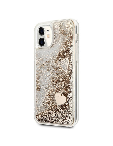 Véritable GUESS Case GUOHCN61GLHFLGO pour iPhone 11 (Liquide Glitter Charms / Gold)