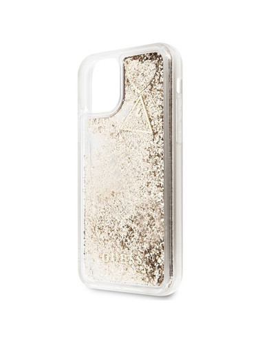 Véritable GUESS Case GUOHCN61GLHFLGO pour iPhone 11 (Liquide Glitter Charms / Gold)
