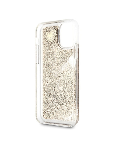 Véritable GUESS Case GUOHCN61GLHFLGO pour iPhone 11 (Liquide Glitter Charms / Gold)