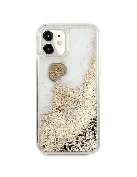 Véritable GUESS Case GUOHCN61GLHFLGO pour iPhone 11 (Liquide Glitter Charms / Gold)