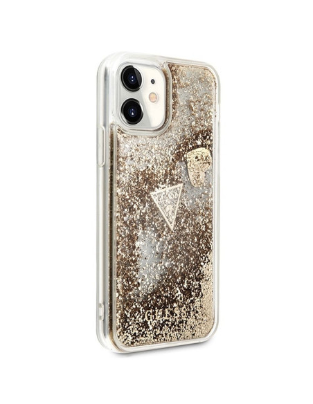 Véritable GUESS Case GUOHCN61GLHFLGO pour iPhone 11 (Liquide Glitter Charms / Gold)