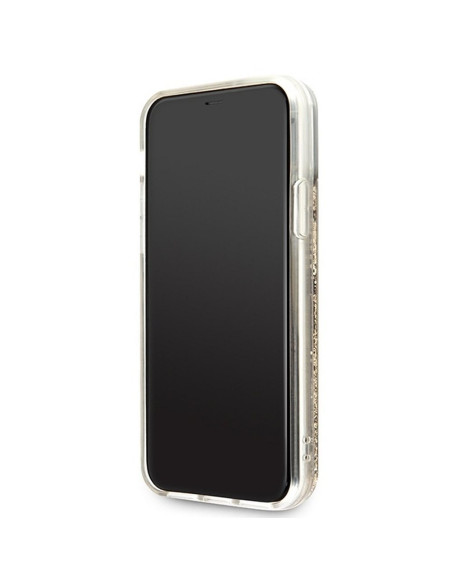 Véritable GUESS Case GUOHCN61GLHFLGO pour iPhone 11 (Liquide Glitter Charms / Gold)