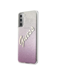Véritable GUESS Case GUHCS21MPCUGLSPI pour Samsung S21 Plus (Glitter Gradient Script / pink) 2
