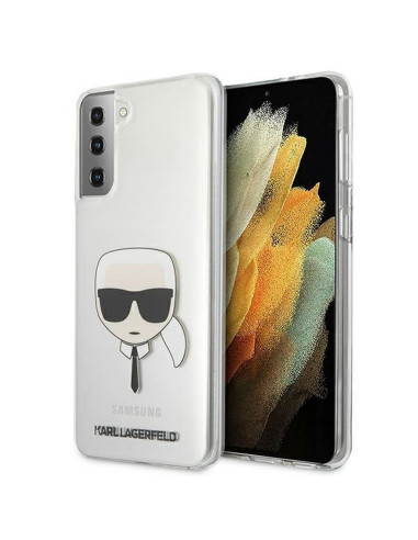 Véritable KARL LAGERFELD Case KLHCS21MKTR pour Samsung S21 Plus (Tête de Karl / transparent)