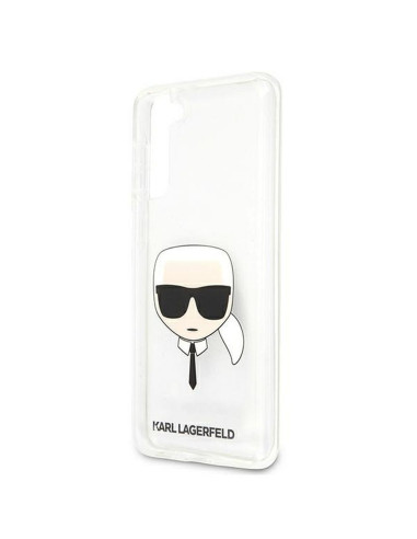 Véritable KARL LAGERFELD Case KLHCS21MKTR pour Samsung S21 Plus (Tête de Karl / transparent)
