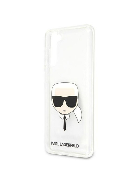 Véritable KARL LAGERFELD Case KLHCS21MKTR pour Samsung S21 Plus (Tête de Karl / transparent)