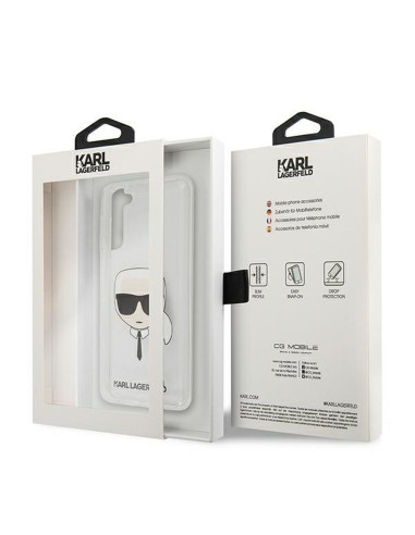 Véritable KARL LAGERFELD Case KLHCS21MKTR pour Samsung S21 Plus (Tête de Karl / transparent)